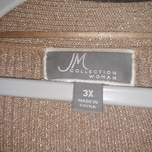 JM Collection Longline Gold Knit Open Cardigan - Picture 3 of 3